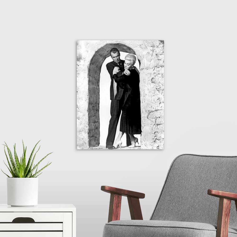 A modern room featuring James Stewart, Kim Novak, Vertigo