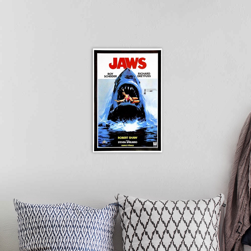 A bohemian room featuring Jaws, Turkish Poster Art, 1975.