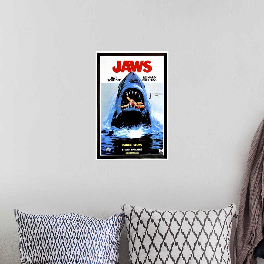A bohemian room featuring Jaws, Turkish Poster Art, 1975.