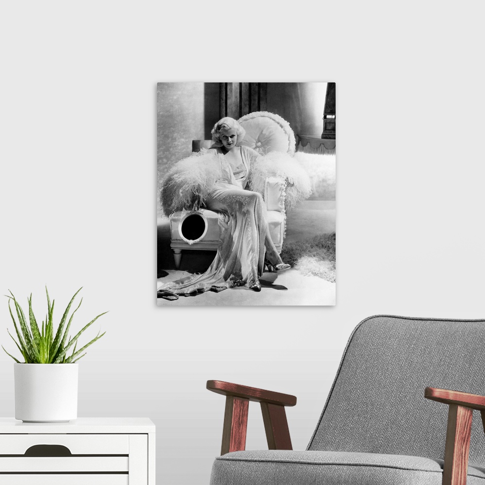 A modern room featuring Jean Harlow in Dinner At Eight - Vintage Publicity Photo