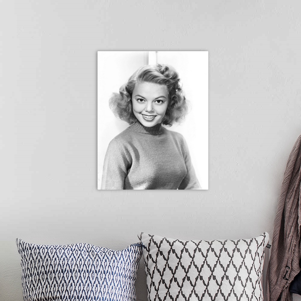 A bohemian room featuring Black and white photograph of Jean Porter.