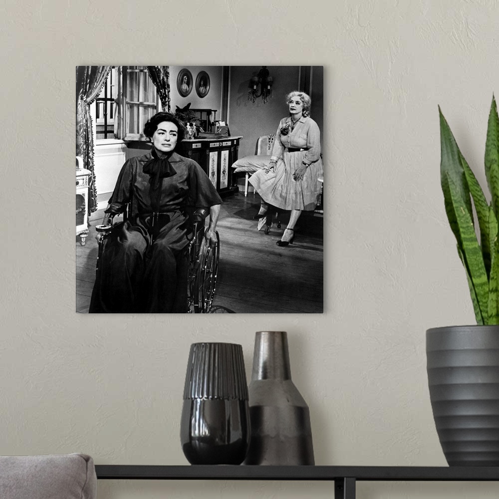 A modern room featuring Joan Crawford, Bette Davis, What Ever Happened To Baby Jane