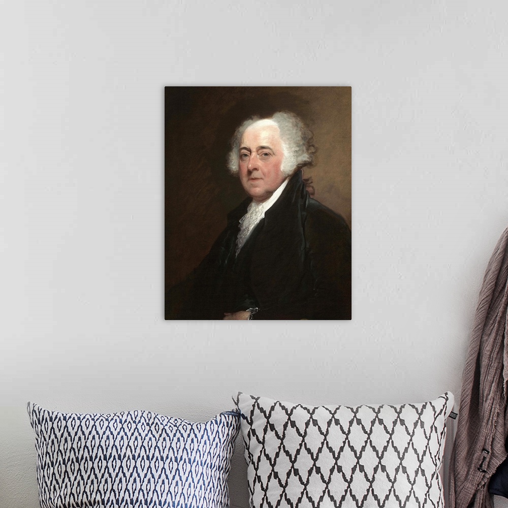 A bohemian room featuring John Adams, by Gilbert Stuart, c. 1800-15, American painting, oil on canvas. Adams sat for this p...
