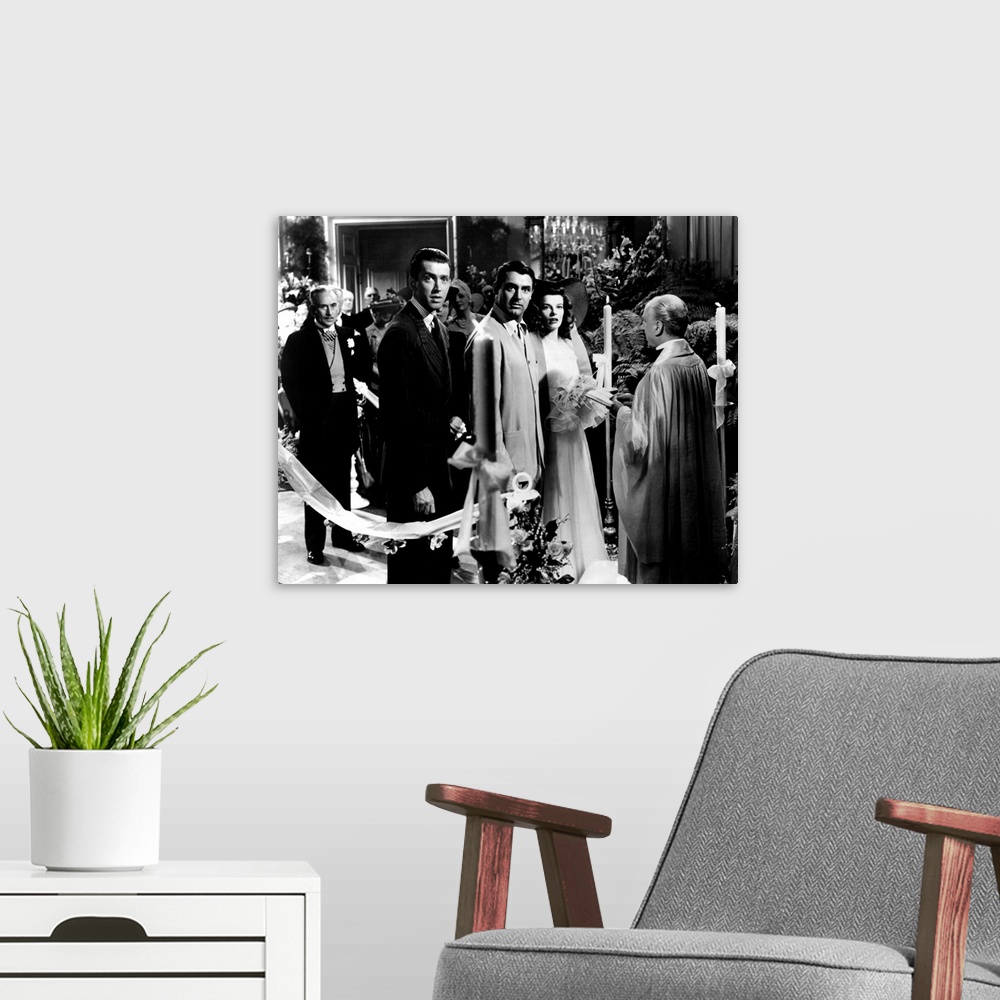 A modern room featuring John Halliday, James Stewart, The Philadelphia Story