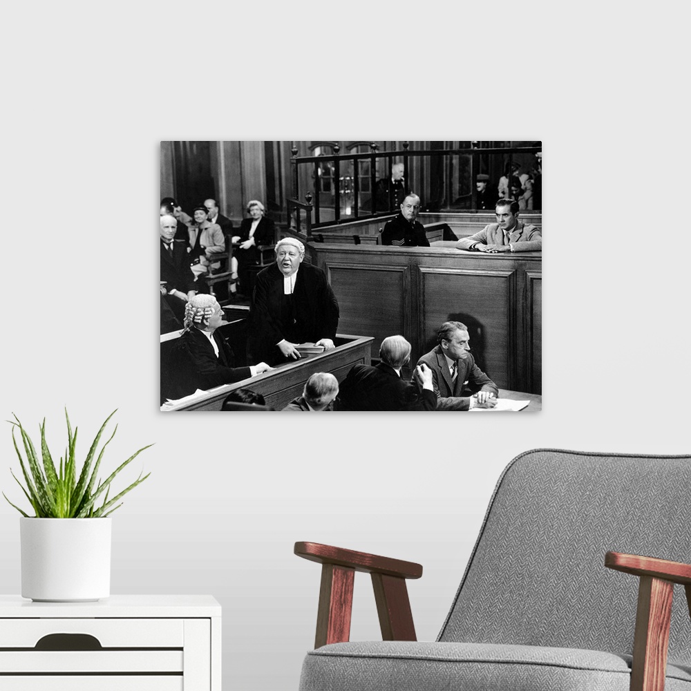 A modern room featuring John Williams, Henry Daniell, Tyrone Power, Witness For The Prosecution