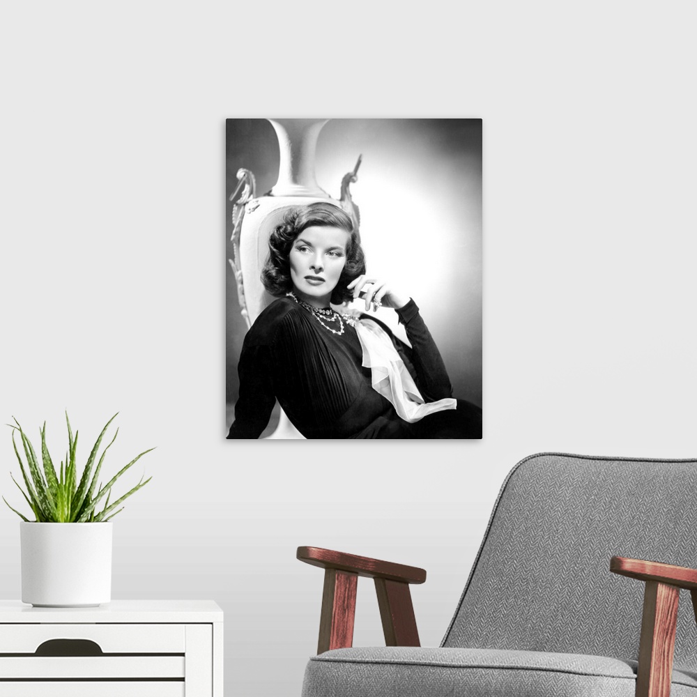 A modern room featuring Katharine Hepburn in Holiday - Vintage Publicity Photo