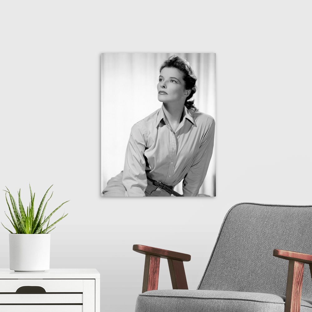 A modern room featuring Katharine Hepburn in Keeper Of The Flame - Vintage Publicity Still