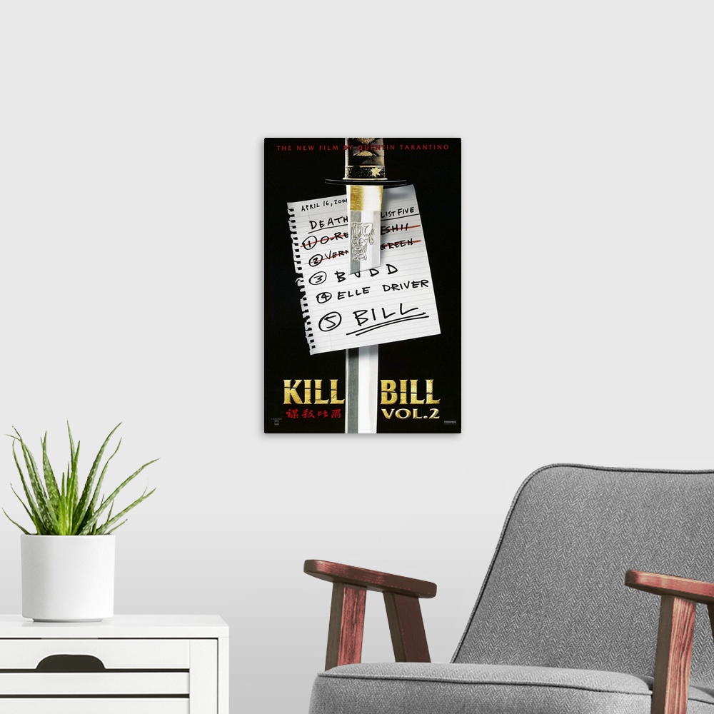 A modern room featuring Kill Bill: Vol. 2 - Movie Poster