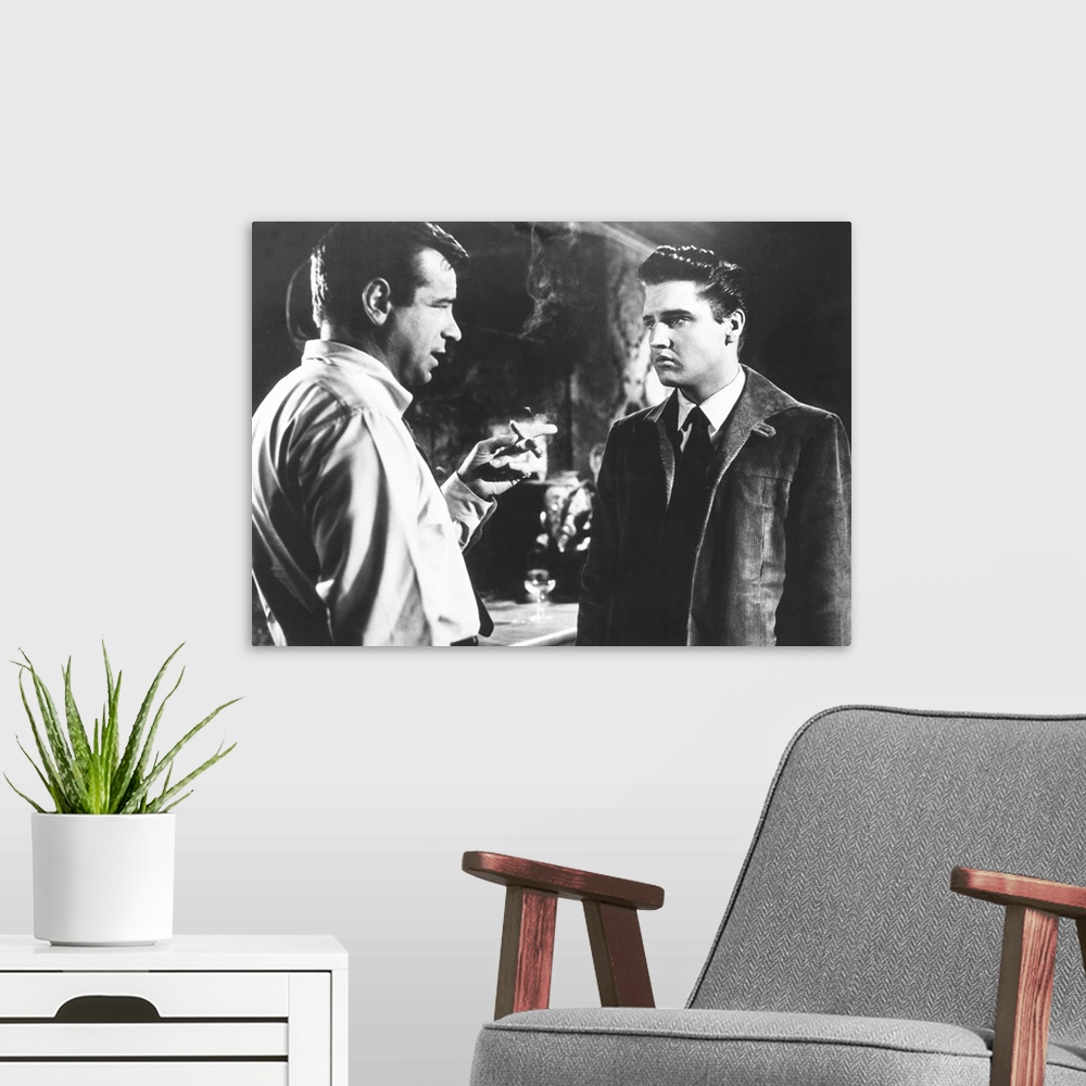 A modern room featuring King Creole, From Left: Walter Matthau, Elvis Presley, 1958.