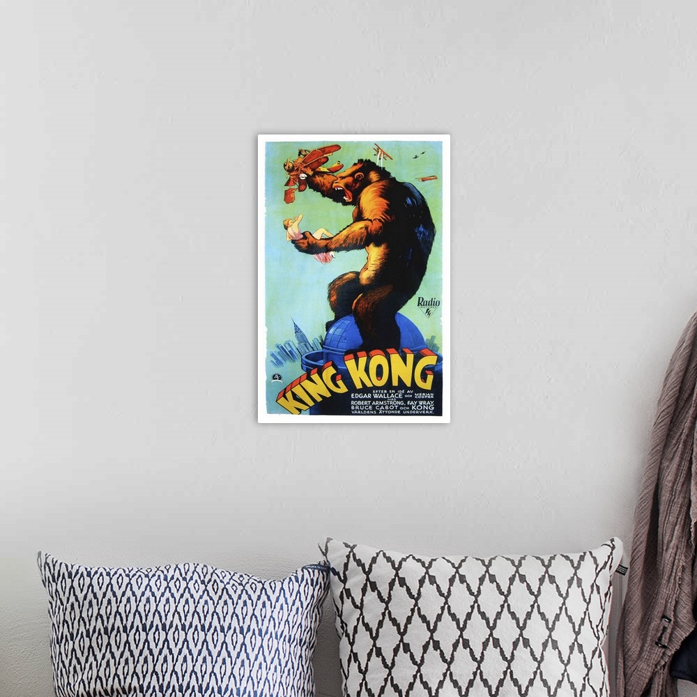 A bohemian room featuring King Kong, Swedish Poster Art, 1933.