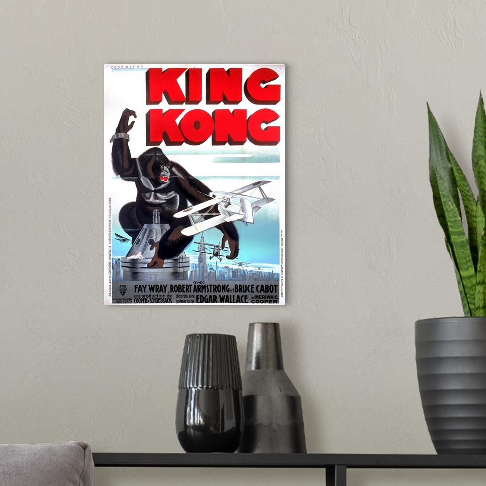 A modern room featuring King Kong, French Poster Art, 1933.