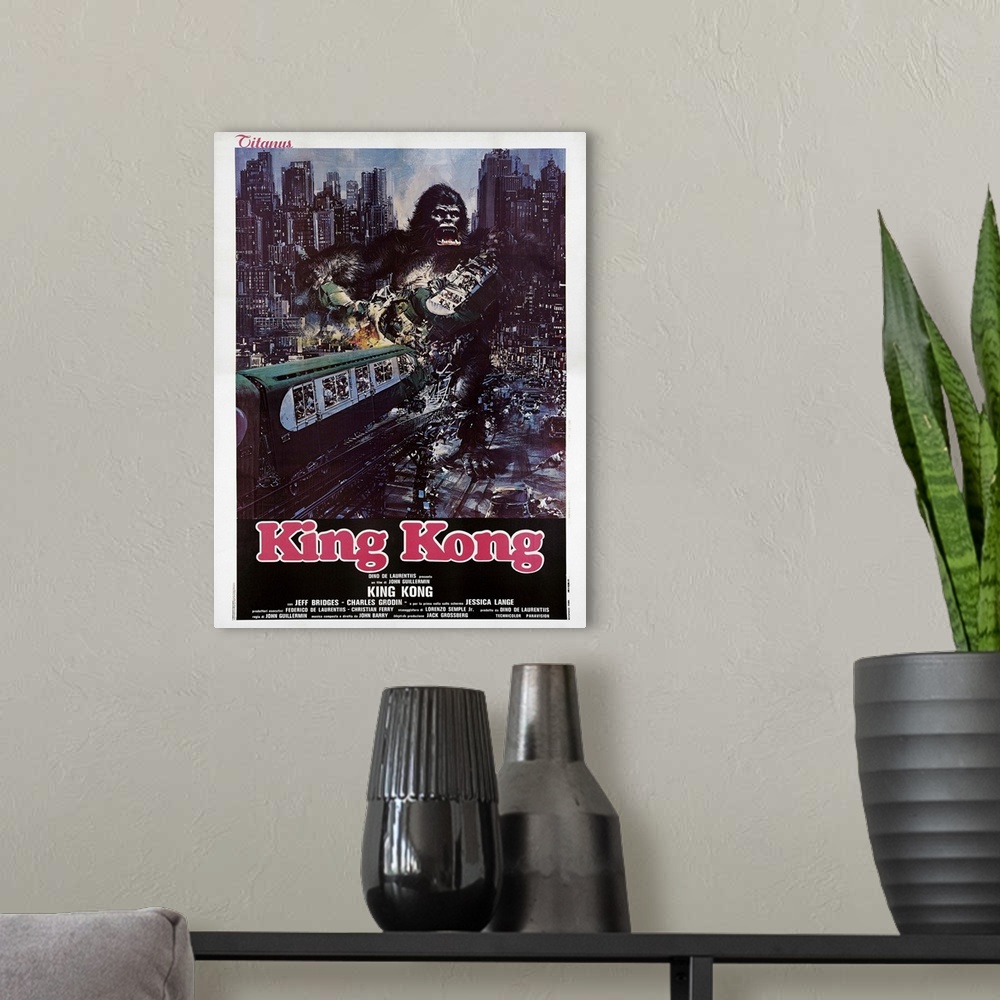 A modern room featuring King Kong, Italian Poster Art, 1976.