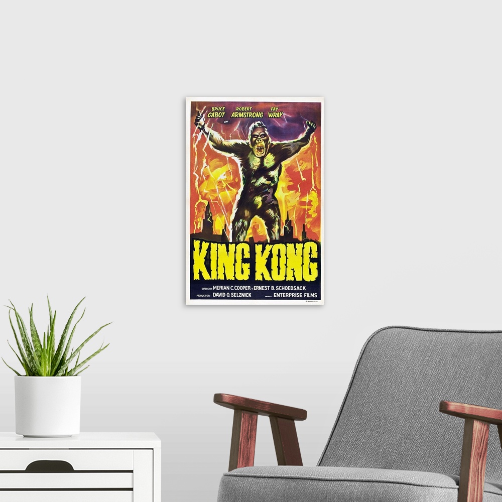 A modern room featuring King Kong, King Kong On Argentinean Poster Art, 1933.