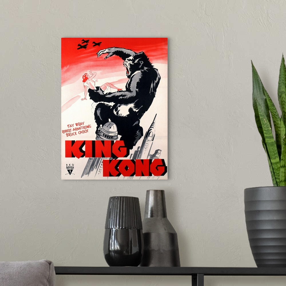 A modern room featuring King Kong - Vintage Movie Poster