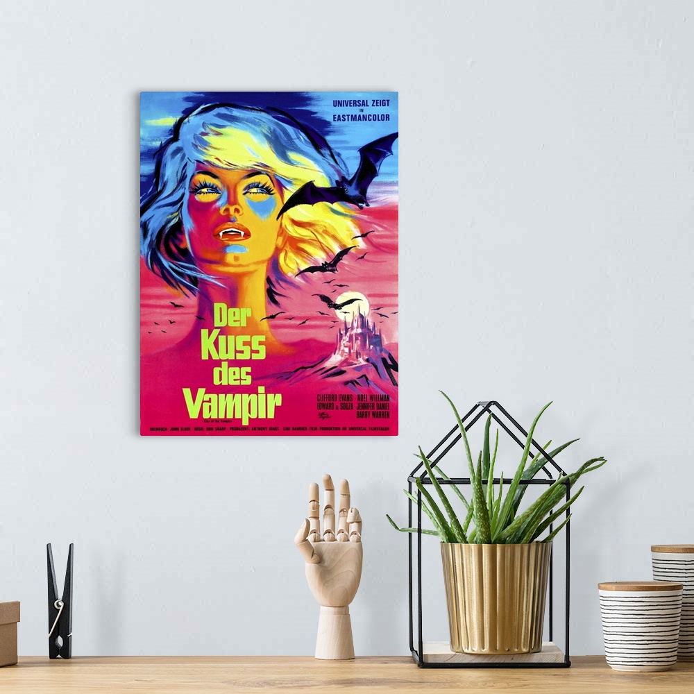 A bohemian room featuring Kiss Of The Vampire - Vintage Movie Poster (German)
