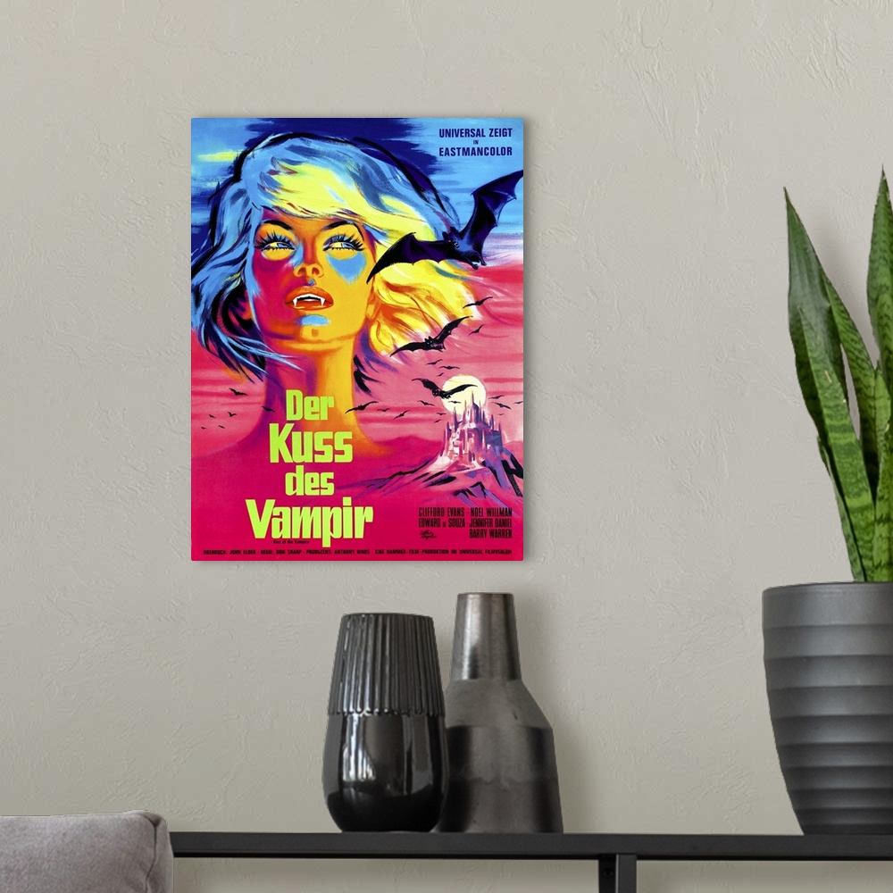 A modern room featuring Kiss Of The Vampire - Vintage Movie Poster (German)