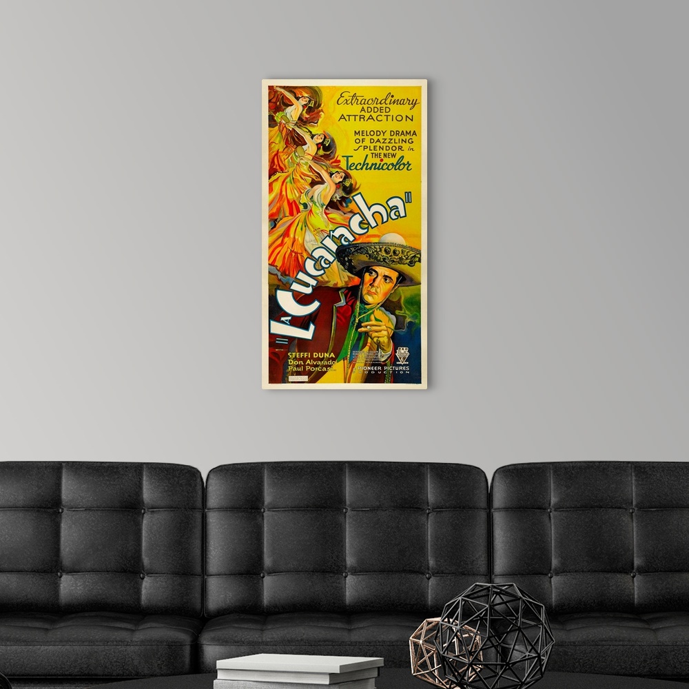 A modern room featuring La Cucaracha - Vintage Movie Poster