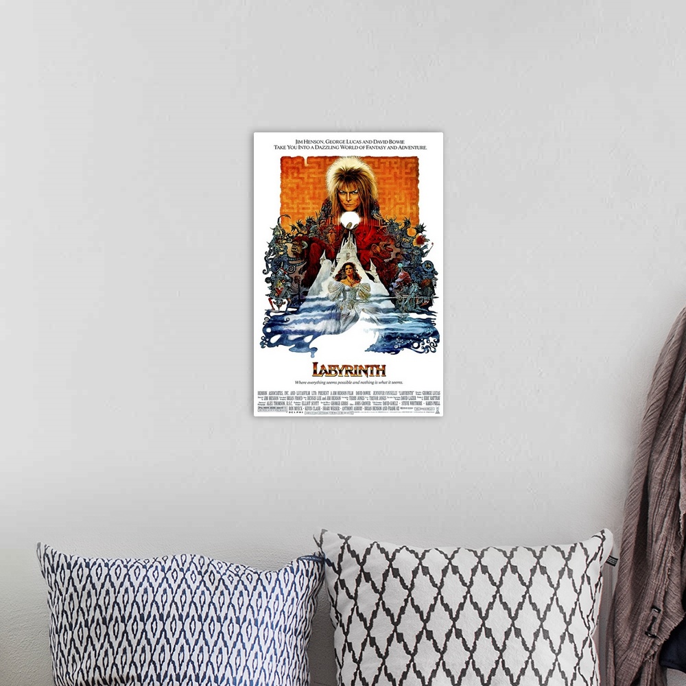 A bohemian room featuring Labyrinth - Movie Poster