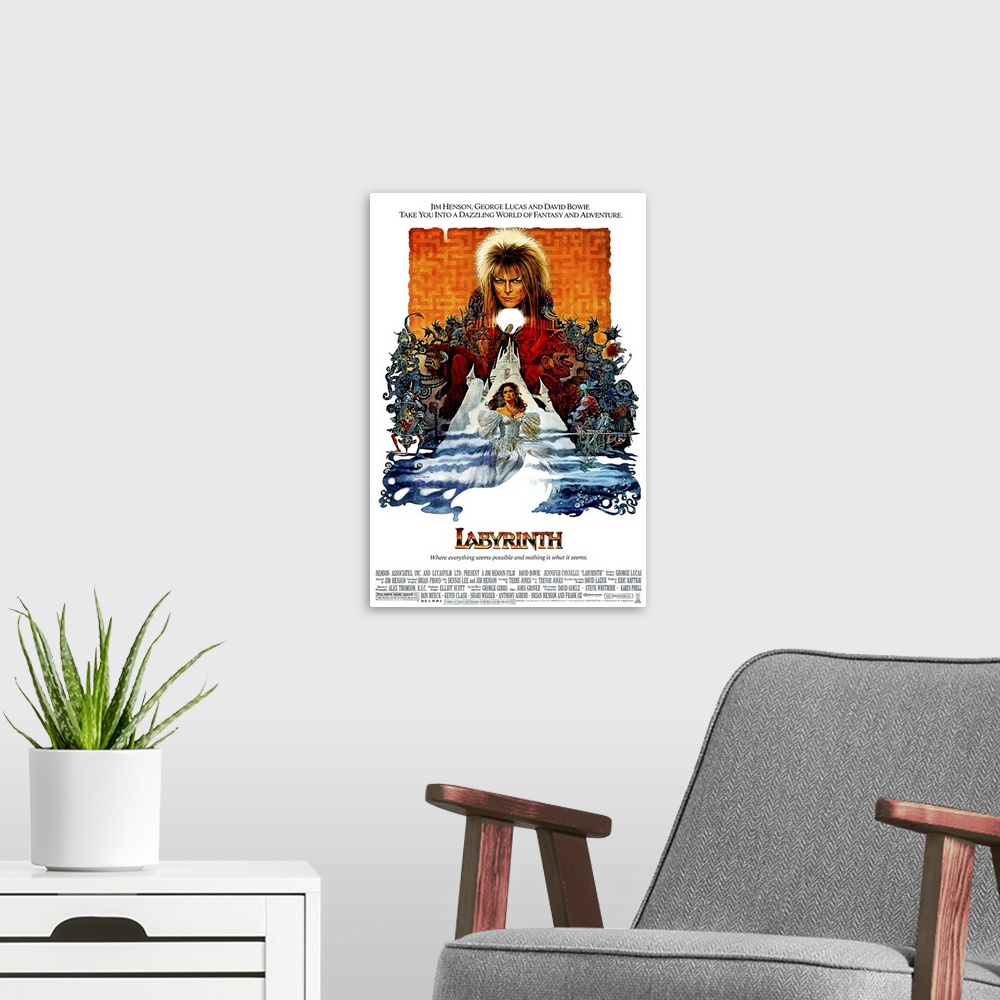 A modern room featuring Labyrinth - Movie Poster