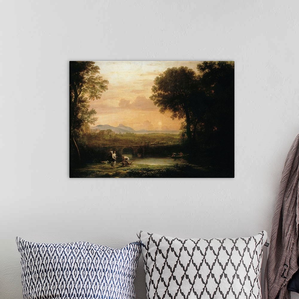 A bohemian room featuring Landscape with Tobias and the Angel