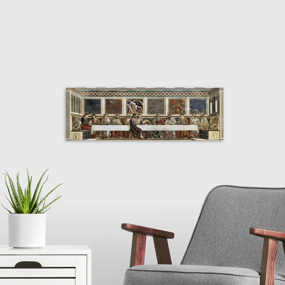 A modern room featuring Last Supper by Andrea del Castagno