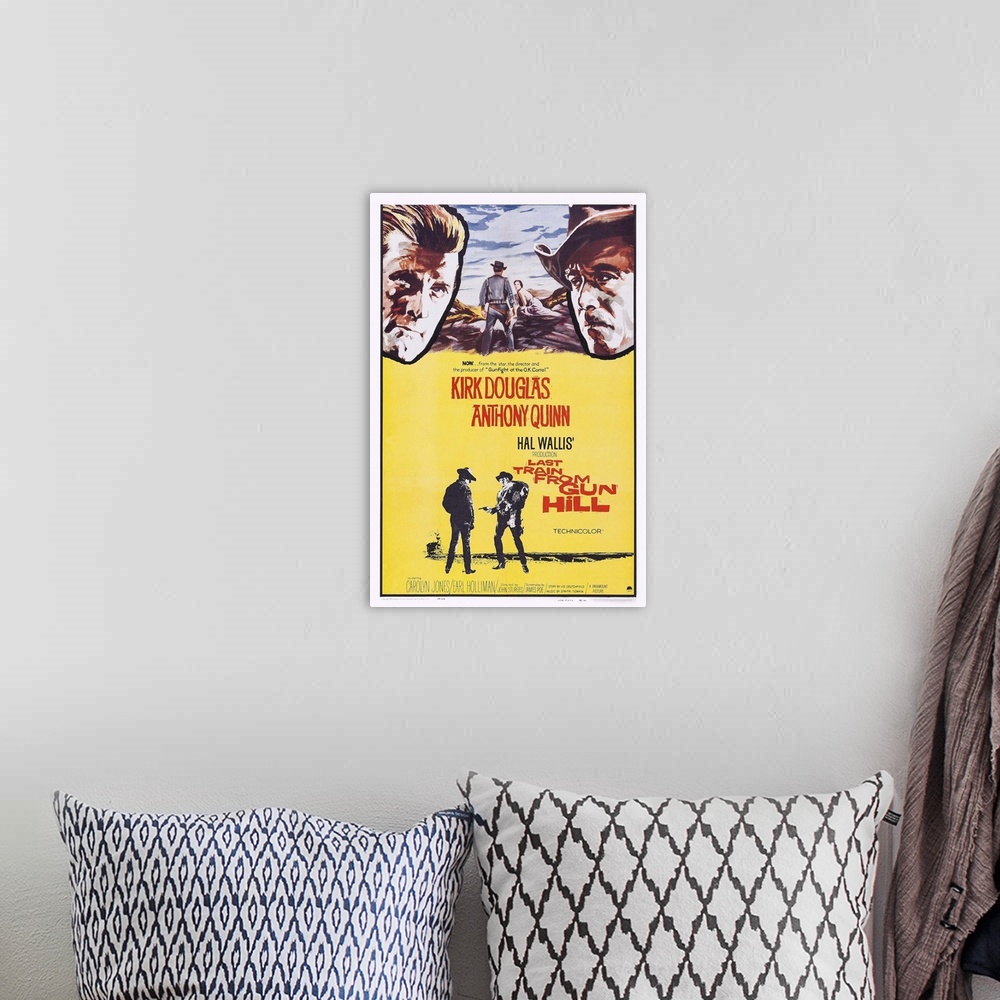 A bohemian room featuring Retro poster artwork for the film Last Train From Gun Hill.