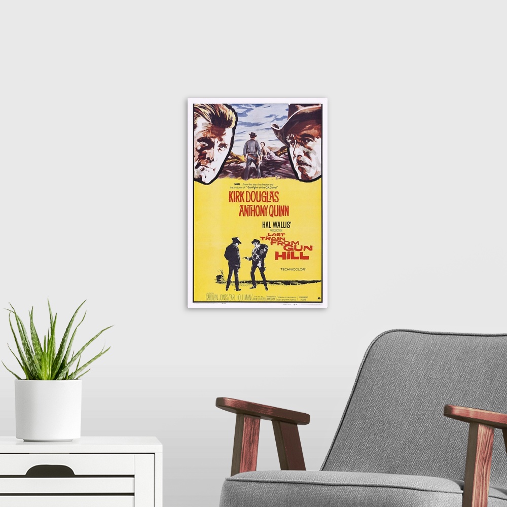 A modern room featuring Retro poster artwork for the film Last Train From Gun Hill.