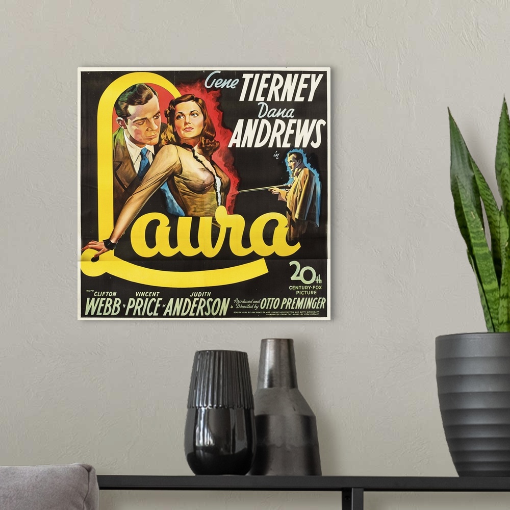 A modern room featuring Laura - Vintage Movie Poster