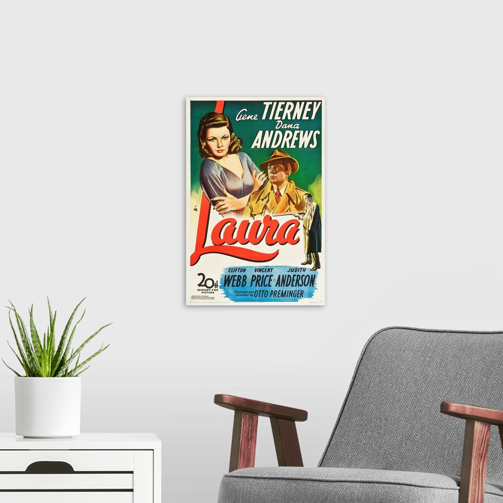 A modern room featuring Laura - Vintage Movie Poster