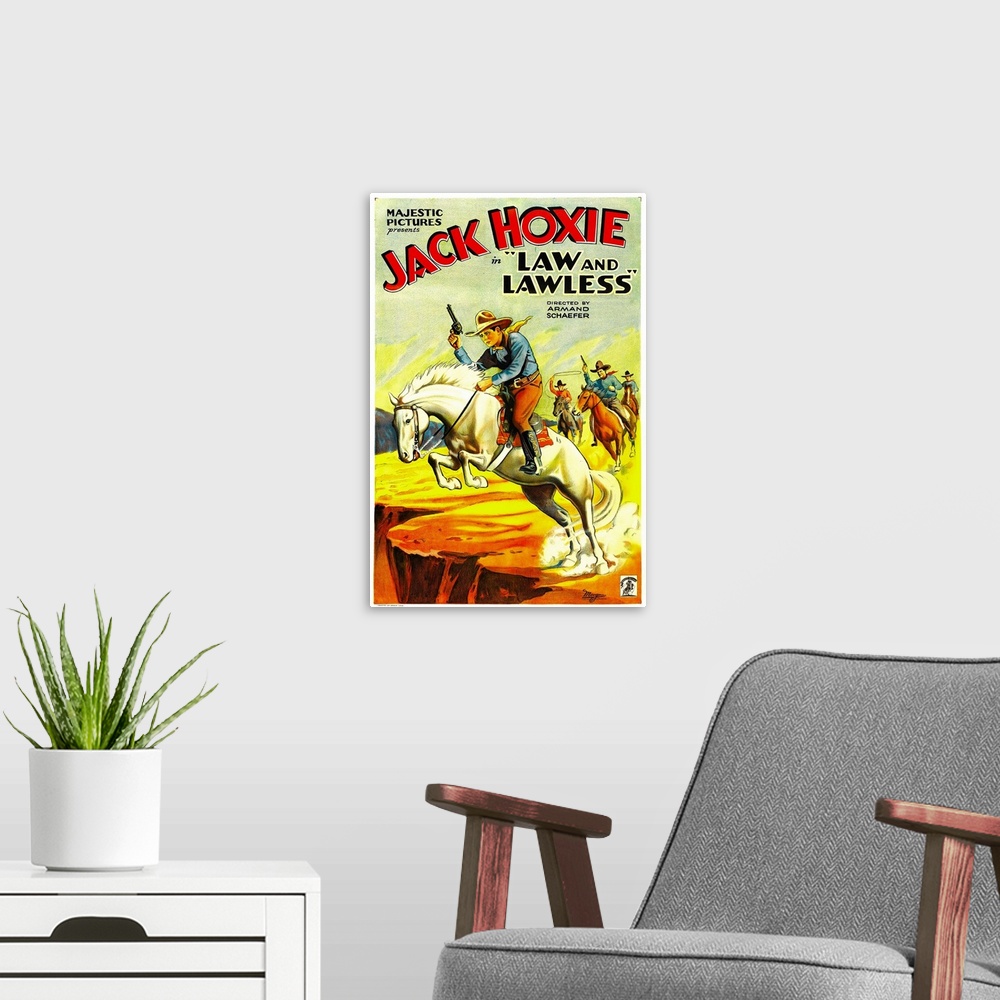 A modern room featuring Law and Lawless - Vintage Movie Poster