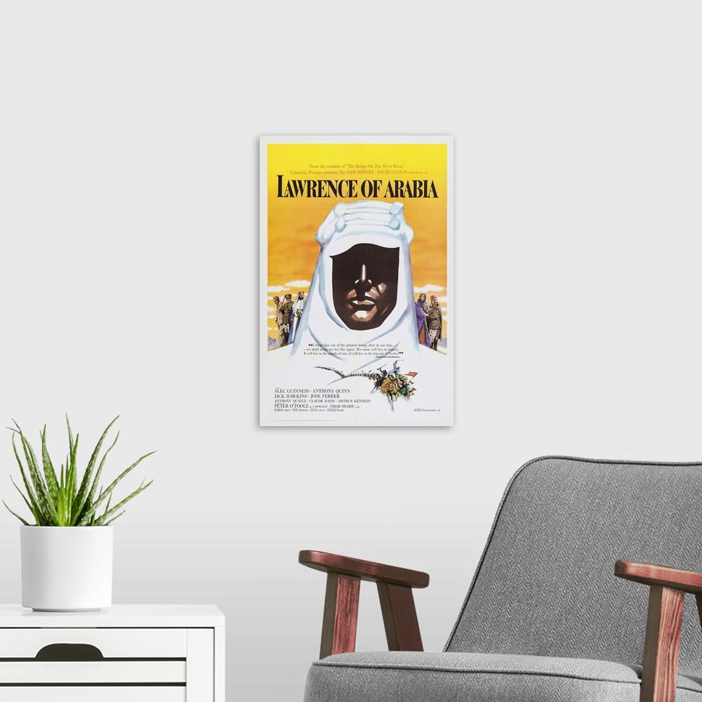 A modern room featuring Lawrence Of Arabia, Poster Art, 1962.