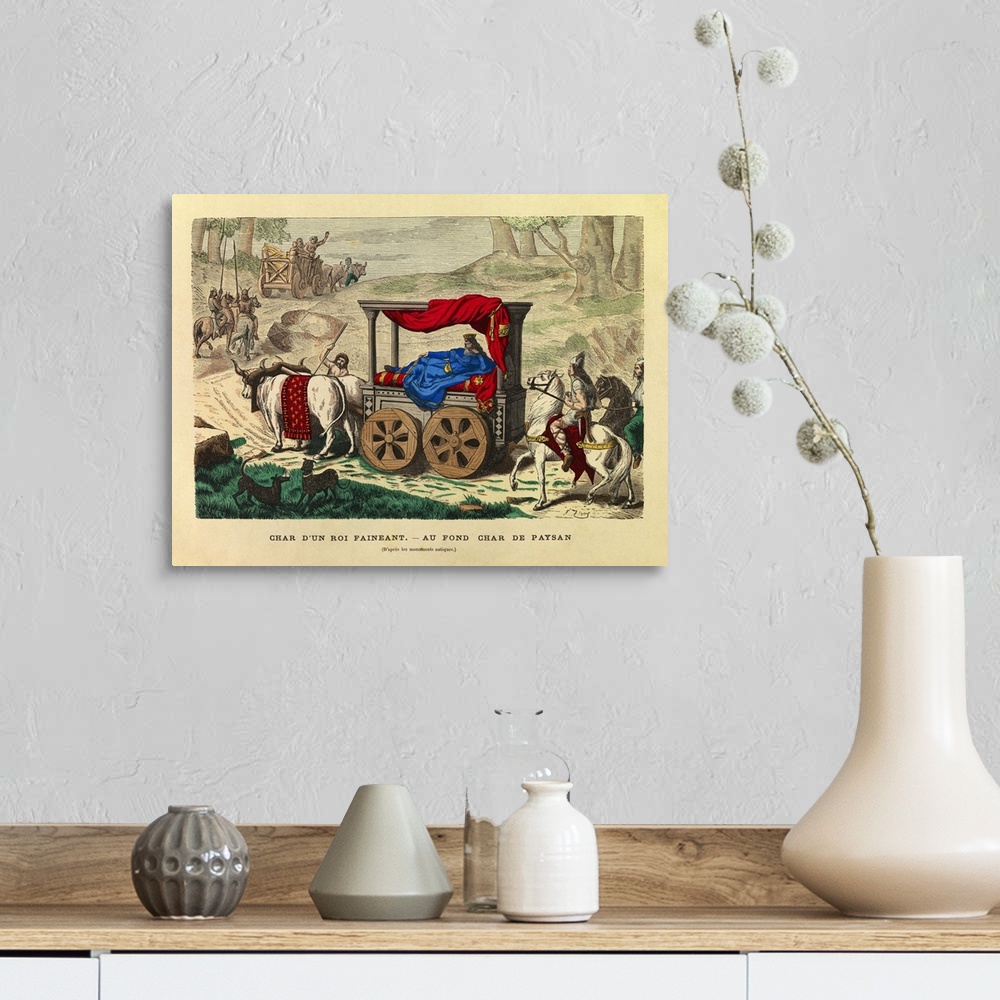 A farmhouse room featuring Lazy King in Gallic France, He rides in an Adorned 'Peasant Cart,'