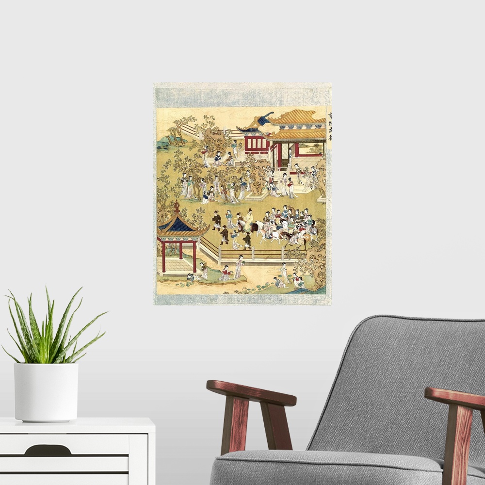 A modern room featuring Life of Chinese Emperors. Chinese art. Qing period