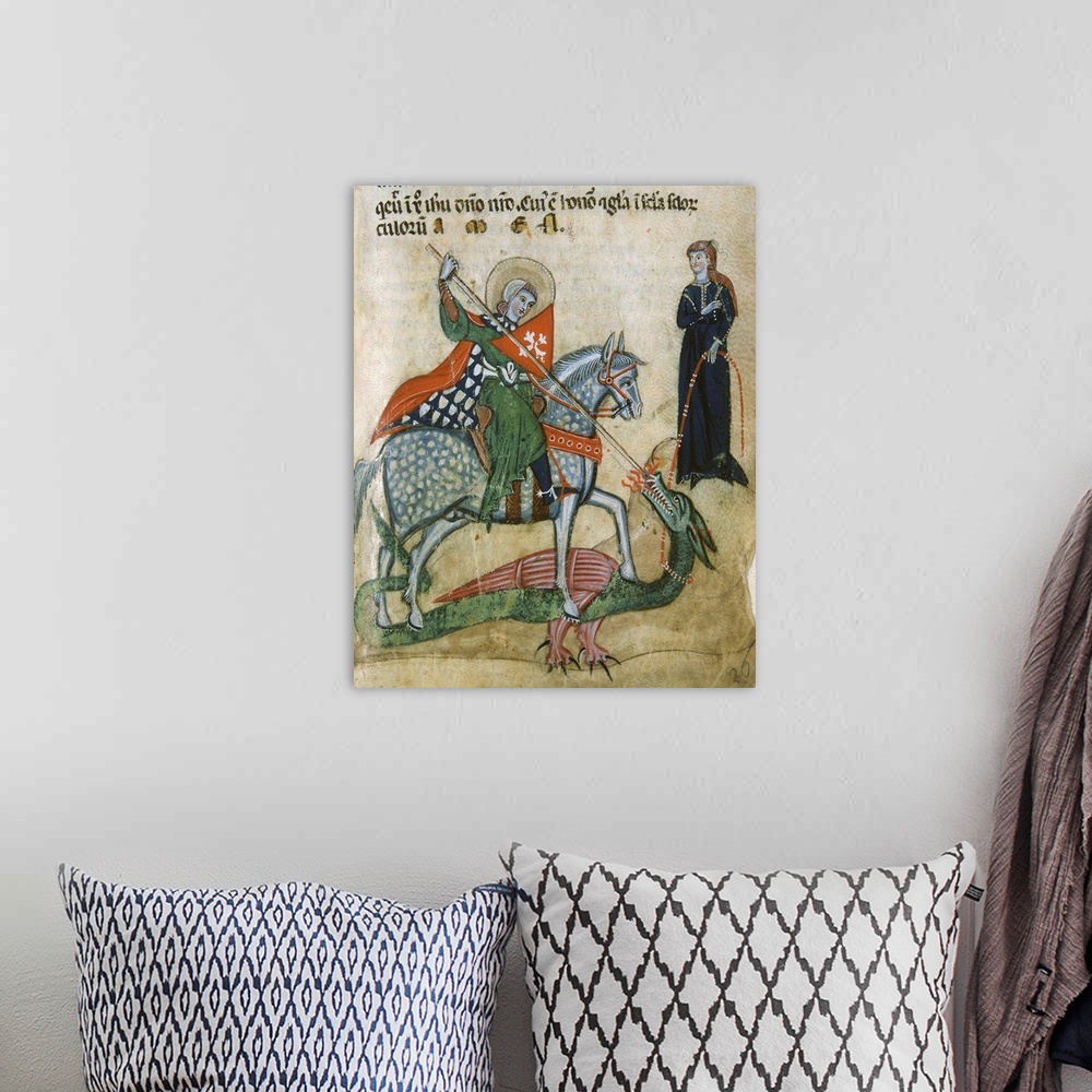 A bohemian room featuring Life of St George and St Margaret, by Miniatore veronese, 1280 - 1299 about, 13th Century, temper...