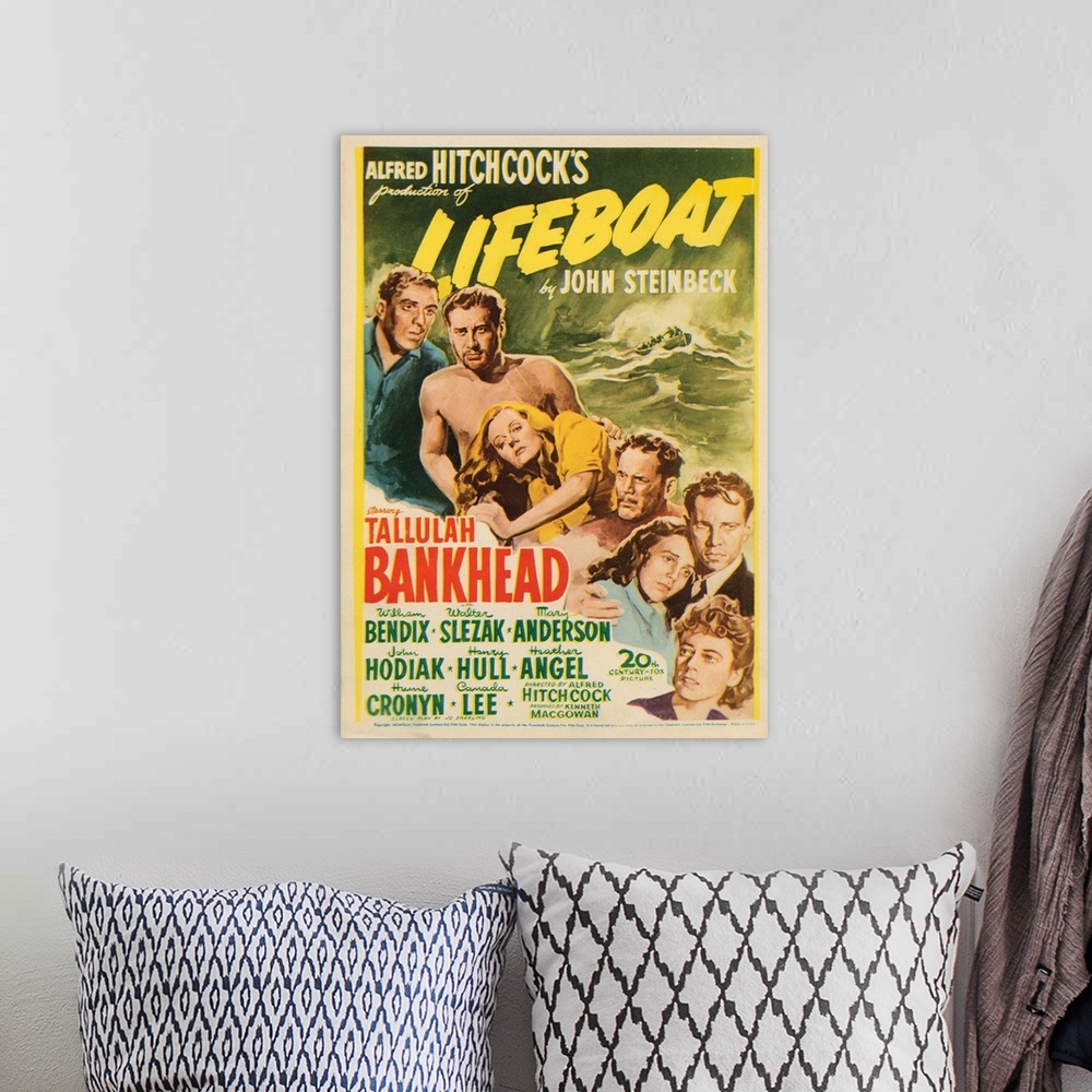 A bohemian room featuring Lifeboat, Poster, From Left: William Bendix, John Hodiak, Tallulah Bankhead, Henry Hull, Mary And...