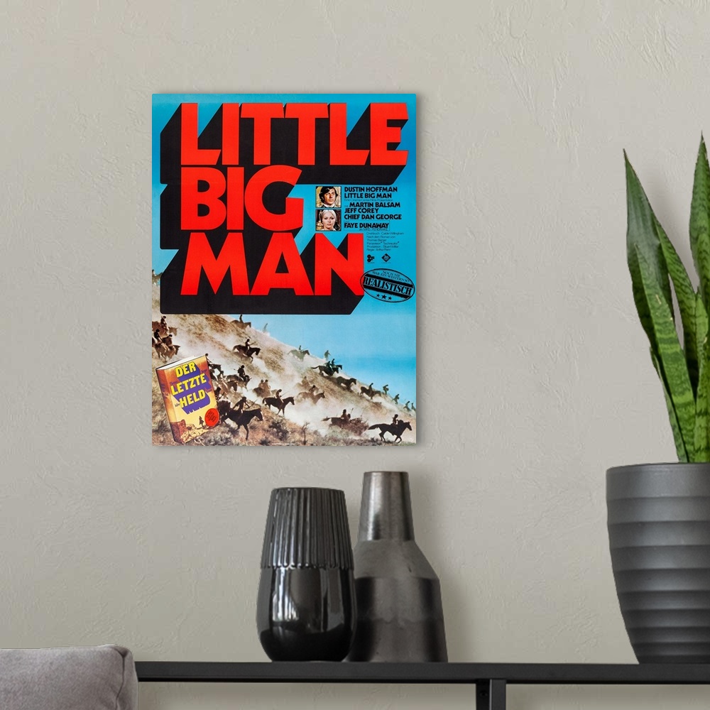 A modern room featuring Little Big Man, Dustin Hoffman, Faye Dunaway On German Poster Art, 1970