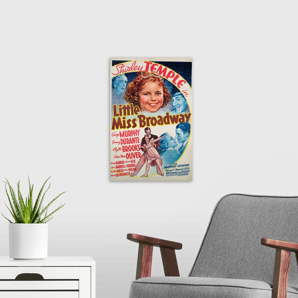 A modern room featuring Little Miss Broadway - Vintage Movie Poster