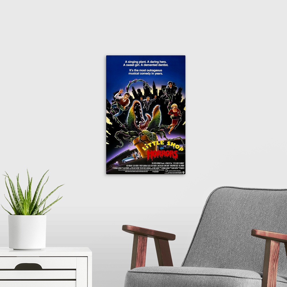 A modern room featuring Little Shop of Horrors - Movie Poster