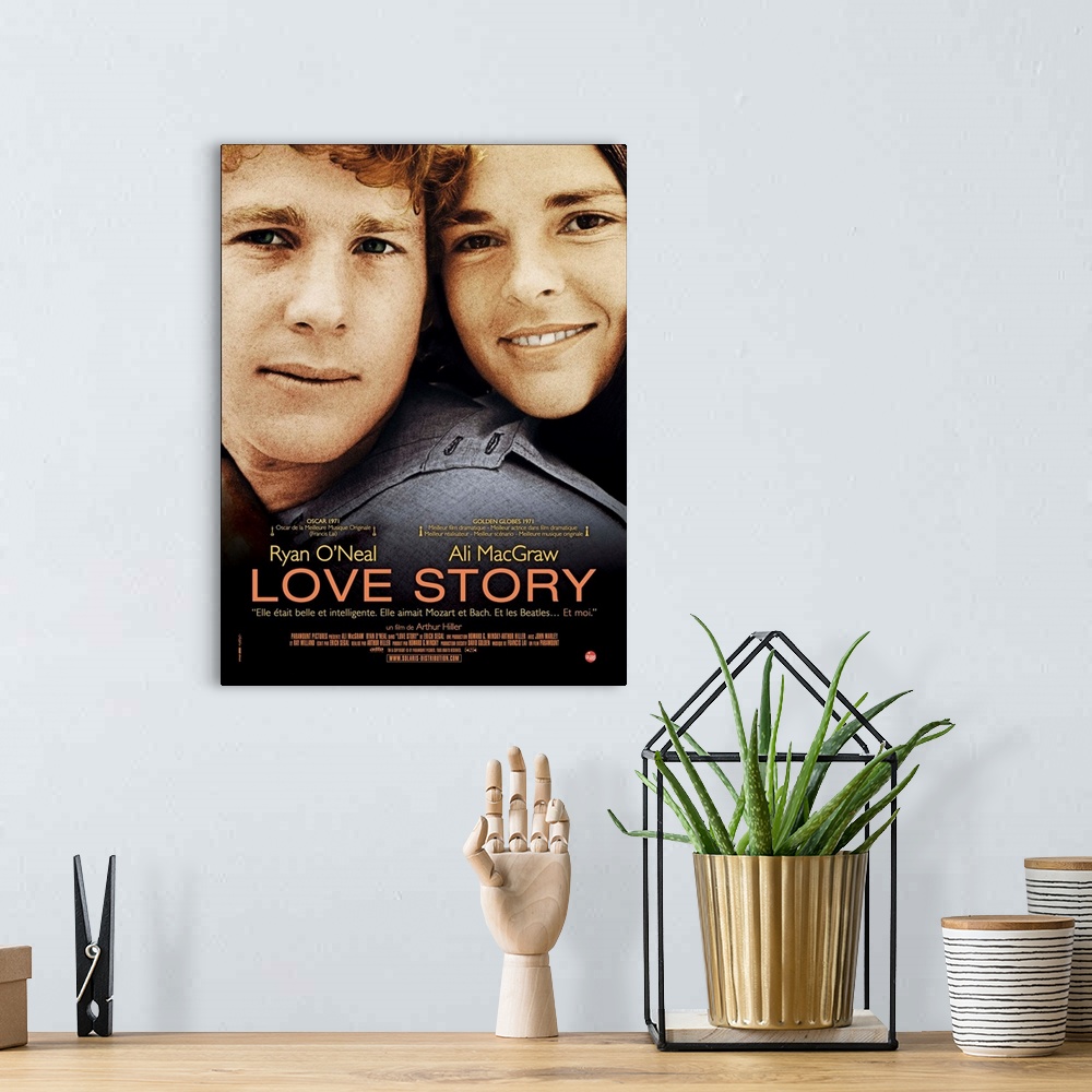 A bohemian room featuring Love Story, From Left: Ryan O'Neal, Ali Macgraw On French Poster Art, 1970.