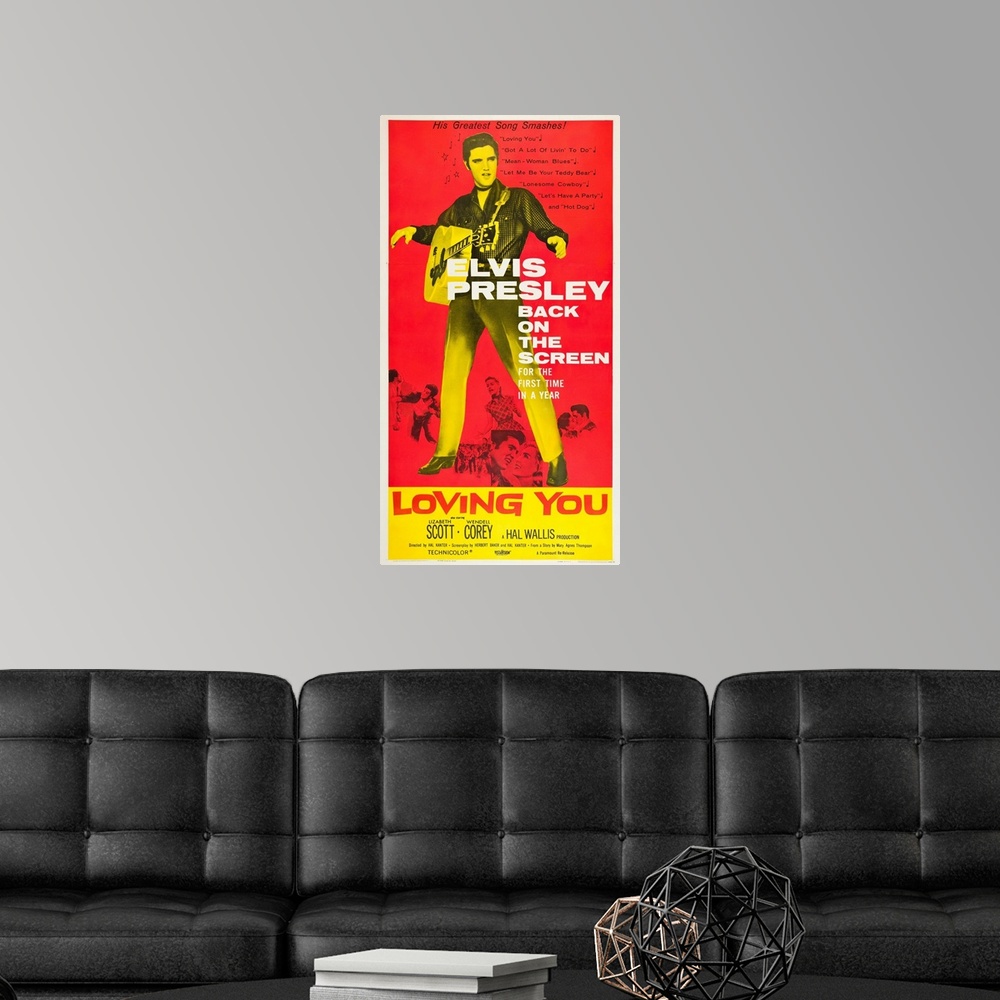 A modern room featuring Loving You - Vintage Movie Poster
