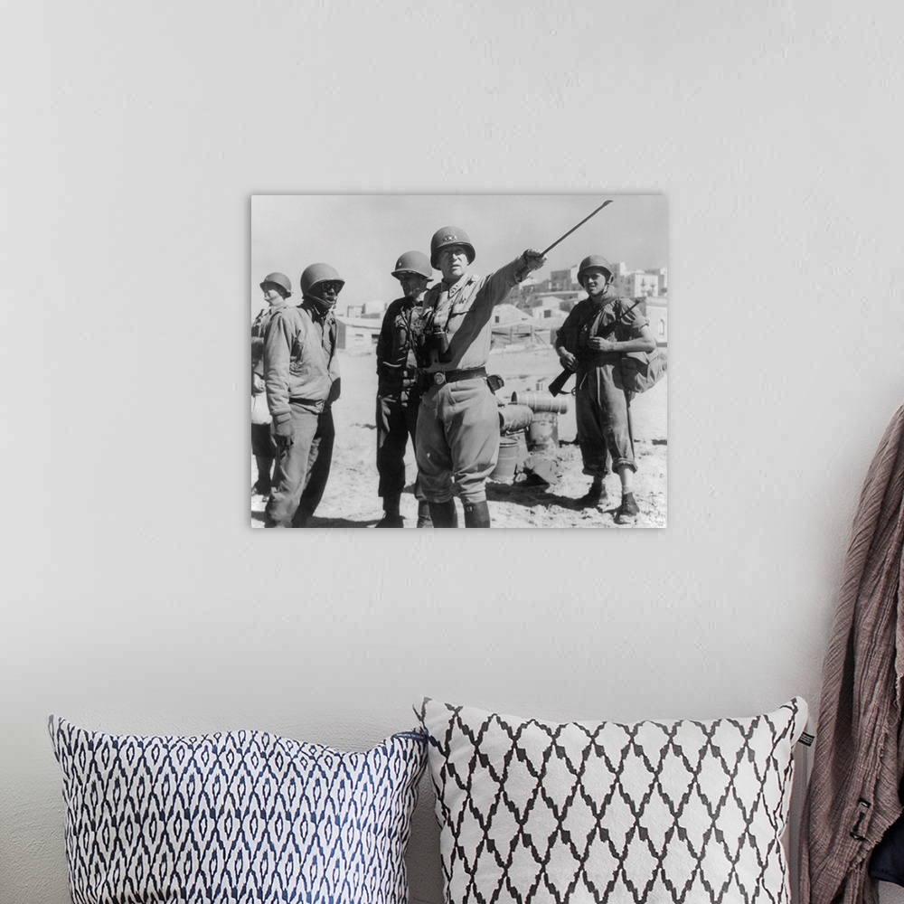 A bohemian room featuring Lt. General George Patton Leading Invasion Troops In Sicily. July 11, 1943 During World