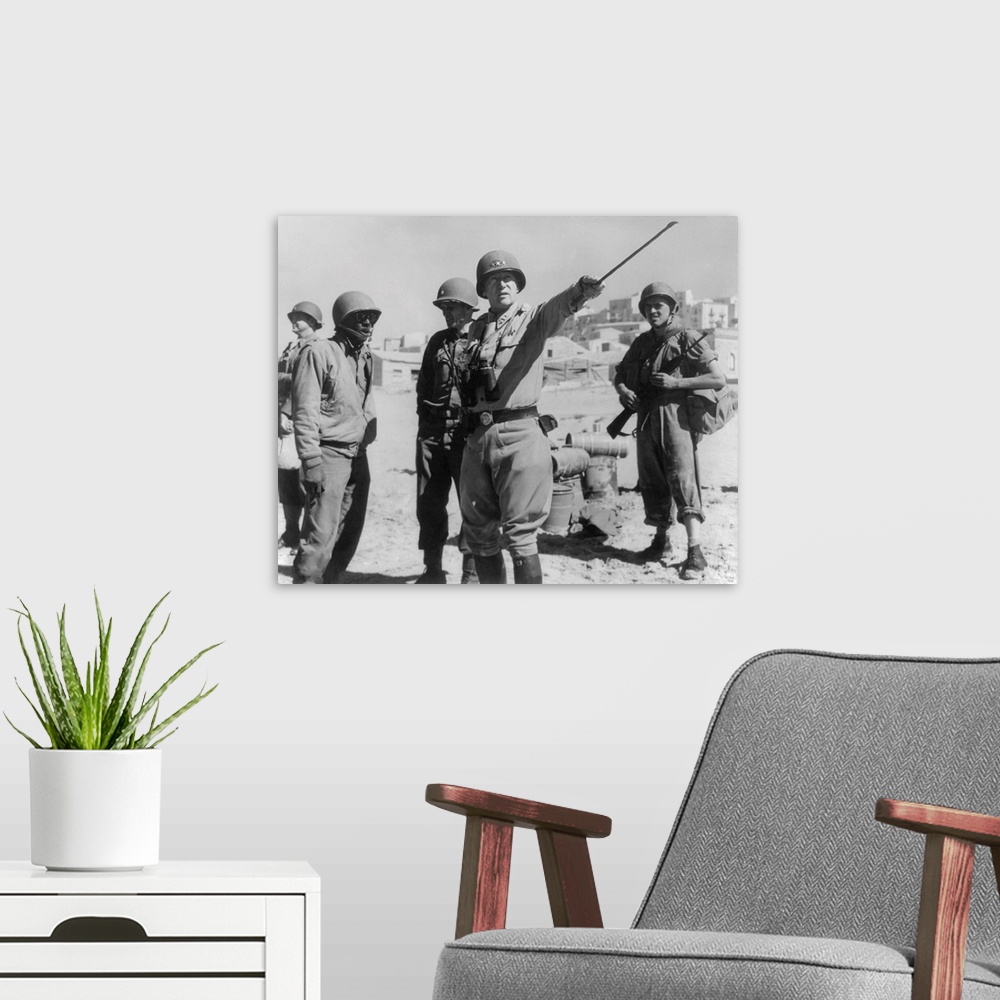A modern room featuring Lt. General George Patton Leading Invasion Troops In Sicily. July 11, 1943 During World