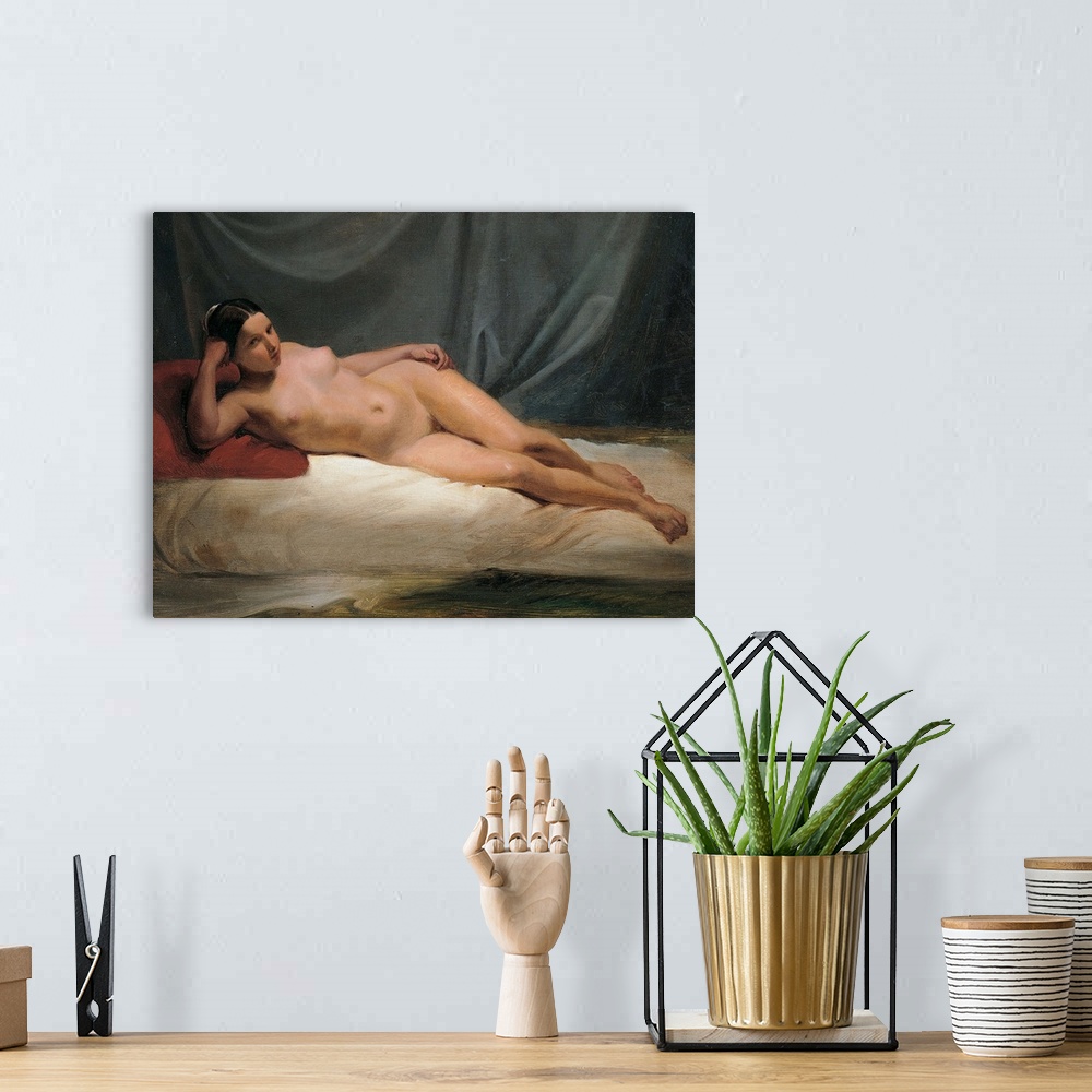 A bohemian room featuring Lying Nude, by Antonio Muzzi, 1843, 19th Century, - Italy, Emilia Romagna, Bologna, National Art ...