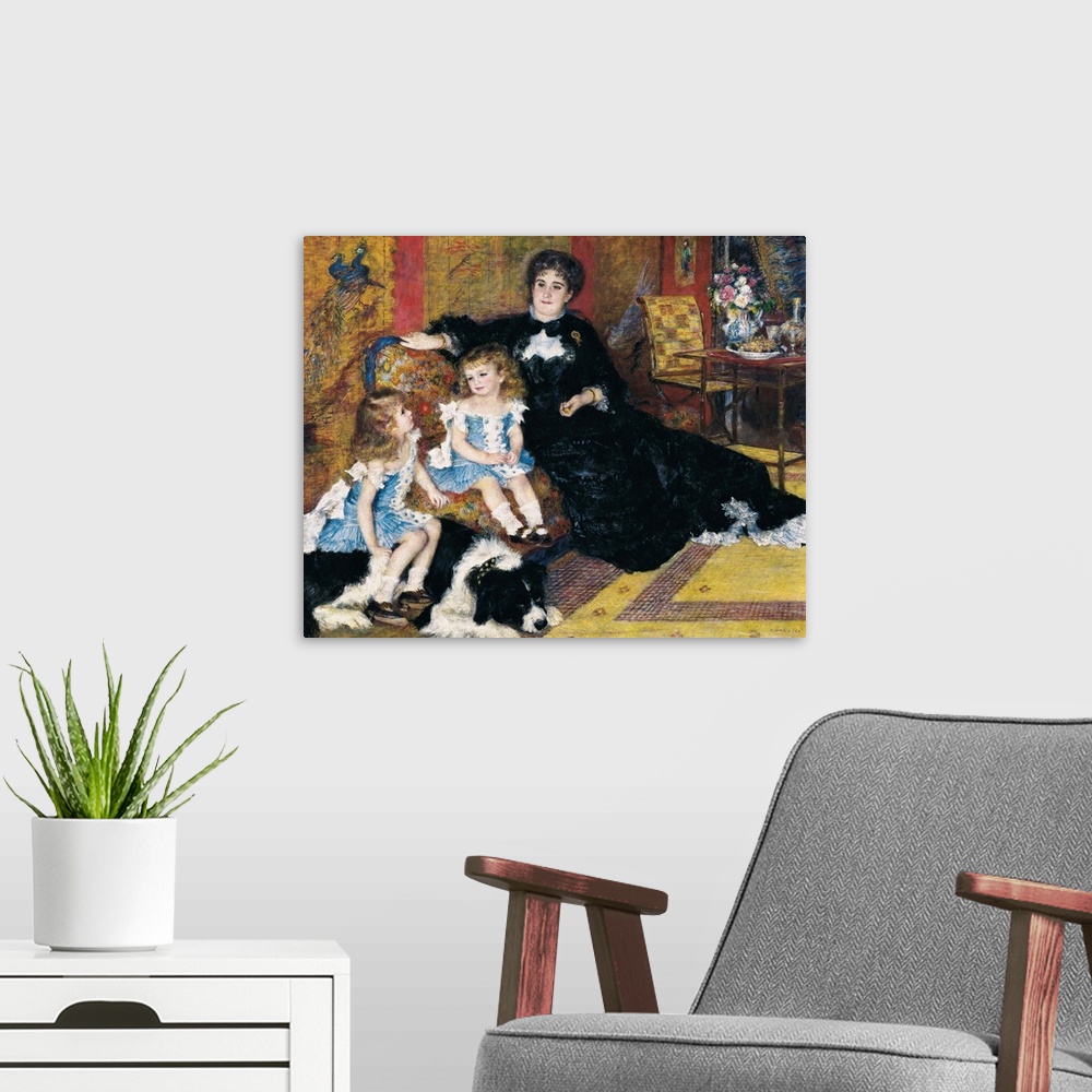 A modern room featuring Madame Georges Charpentier and Her Children