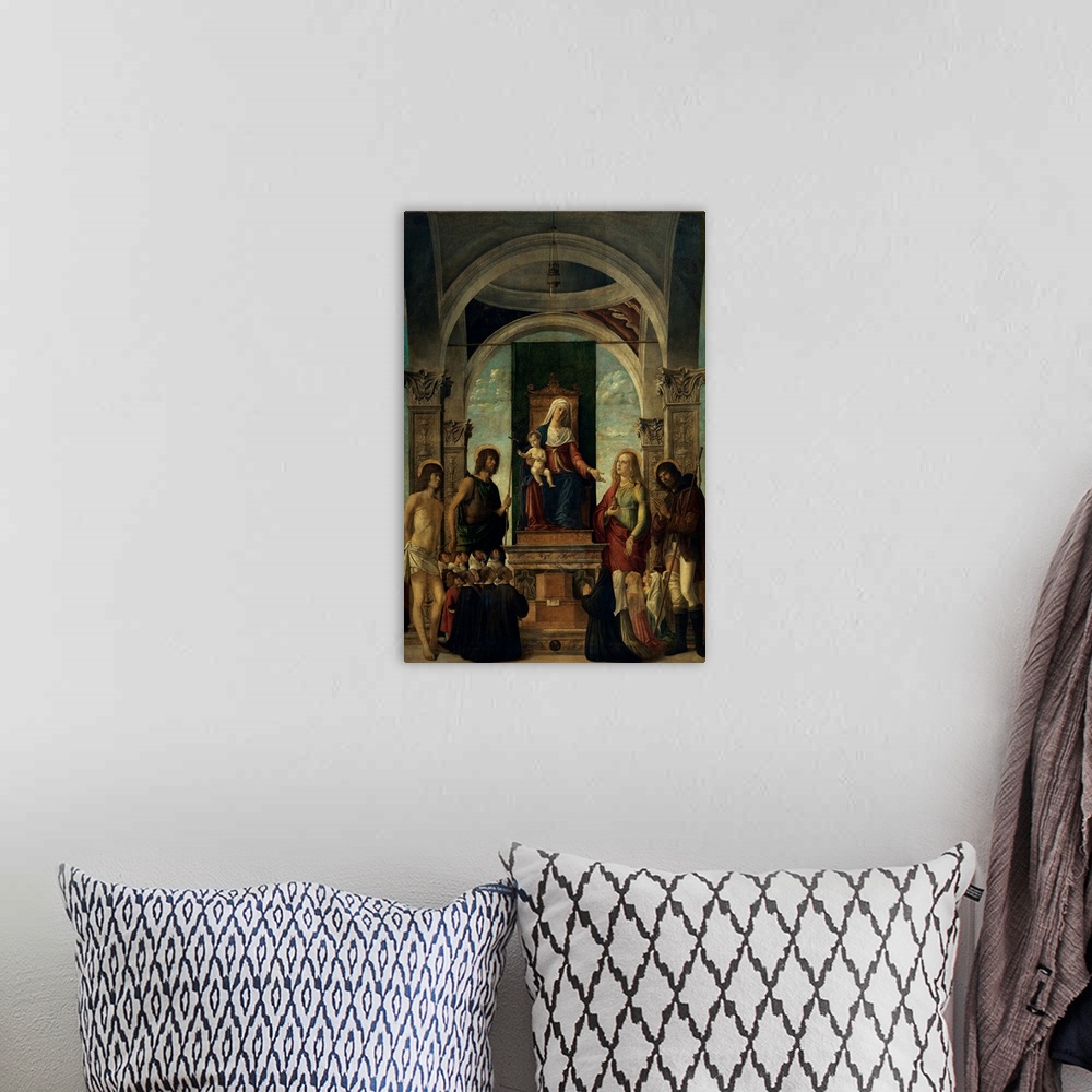 A bohemian room featuring Cima da Conegliano Giovanni Battista known as Cima da Conegliano, Madonna and Child Enthroned wit...