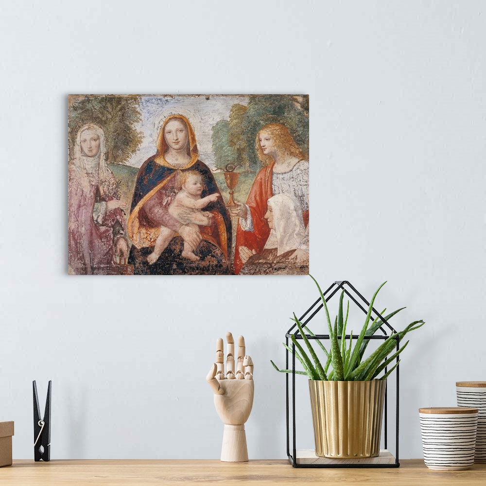 A bohemian room featuring Italy, Lombardy, Milan, Brera Art Gallery. All. Madonna with the Child St Martha St John the Evan...