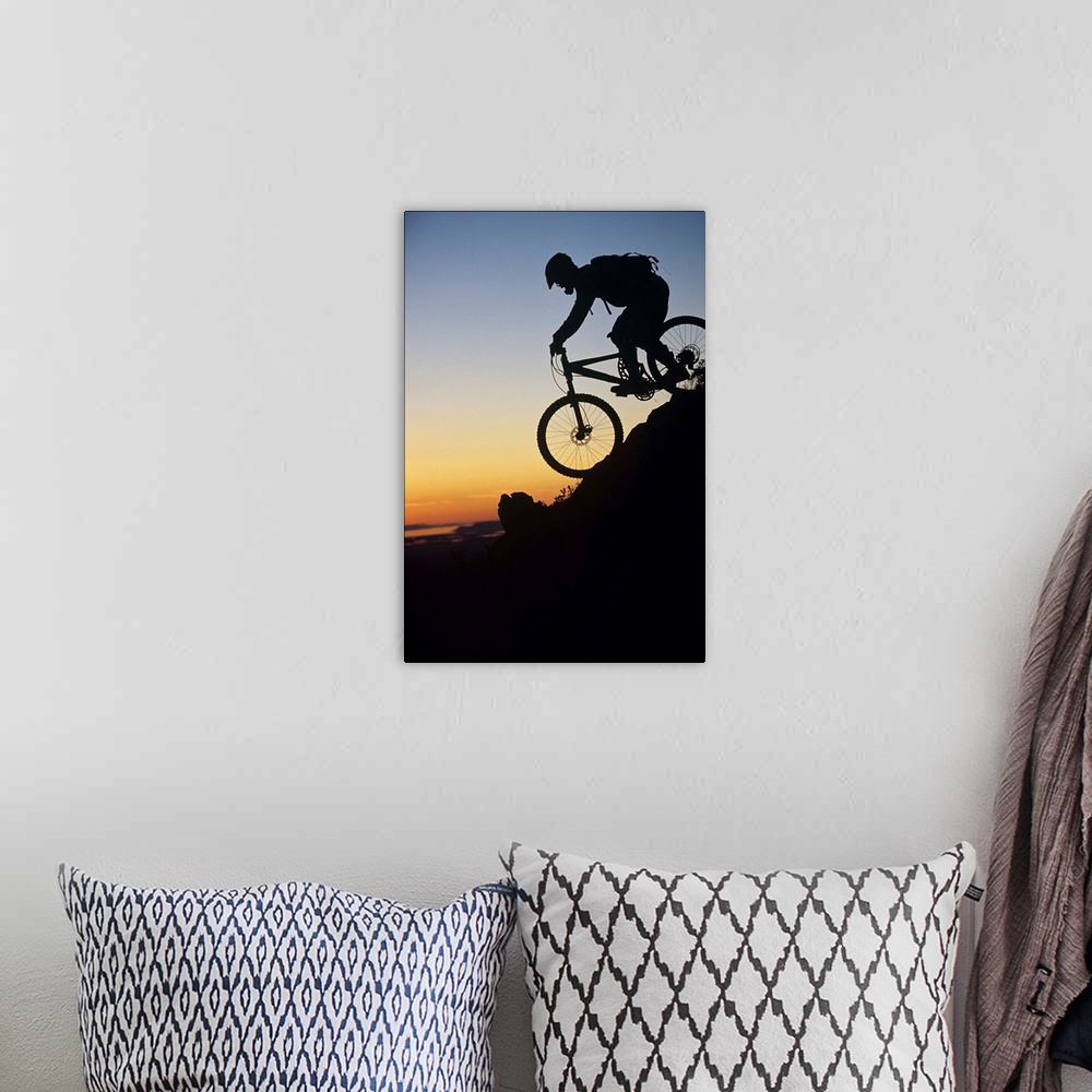 A bohemian room featuring Mountain Biker Riding Down Slope