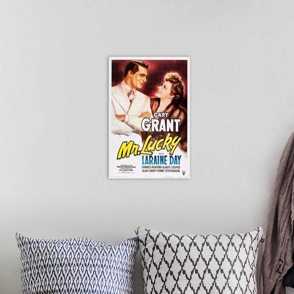 A bohemian room featuring Mr. Lucky - Vintage Movie Poster