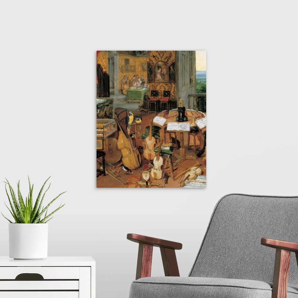A modern room featuring Breugel, Jan, The Elder, called Velvet Bruegel (1568-1625). Hearing. 1617 - 1618. Detail of the m...