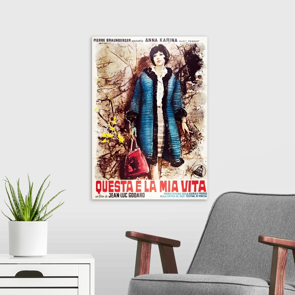 A modern room featuring My Life To Live, (aka Vivre Sa Vie, aka Questa E La Mia Vita), Anna Karina On Italian Poster Art,...